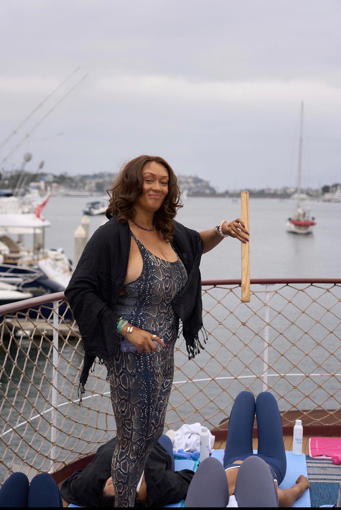 Aloni Ford on the Yacht Pilates deck