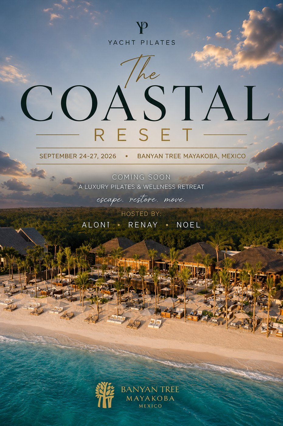 The Coastal Reset flyer for September 24 to 27, 2026 at Banyan Tree Mayakoba, Mexico